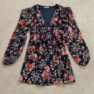 Mi Ami Navy and Pink Floral Mini Dress